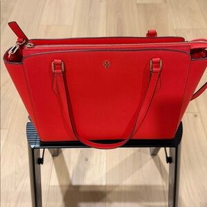 Tory Burch Elegant Red Leather Crossbody Bag